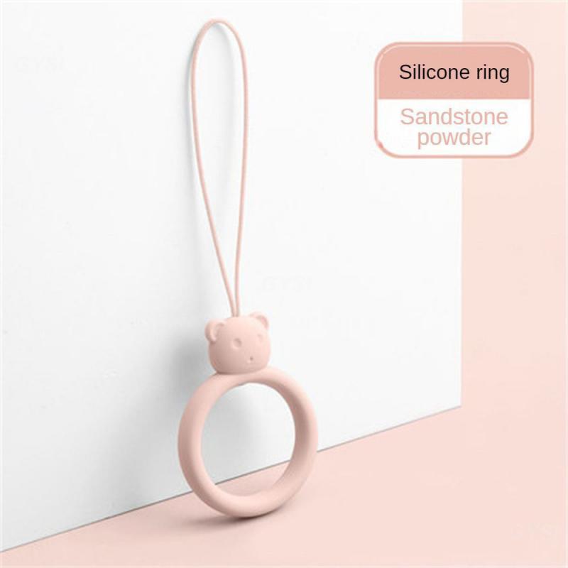 Ring Key Chain Soft Portable Lanyard Cartoon Smooth Comfortable Liquid Cute Silica Gel Elastic Pendant Multifunction Little Bear: WHITE