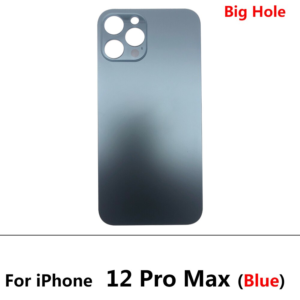 Big Hole Glass Back Cover For Iphone 12 Pro Max 12 Mini Battery Back Cover Glass Rear Door Replacement Housing: For 12 Pro Max Blue