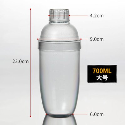 Cocktail shaker-anti-lækage gennemsigtig pc harpiks mælk te cocktail drink shaker bar værktøj: 700ml