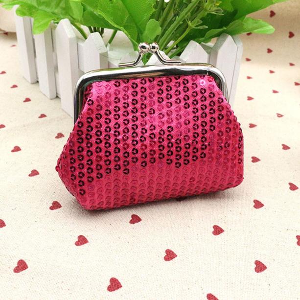 Berømt luksus lille pung damepailletter pung kortholder møntpung clutch håndtaske mujer pung håndtaske #yj: Hot pink