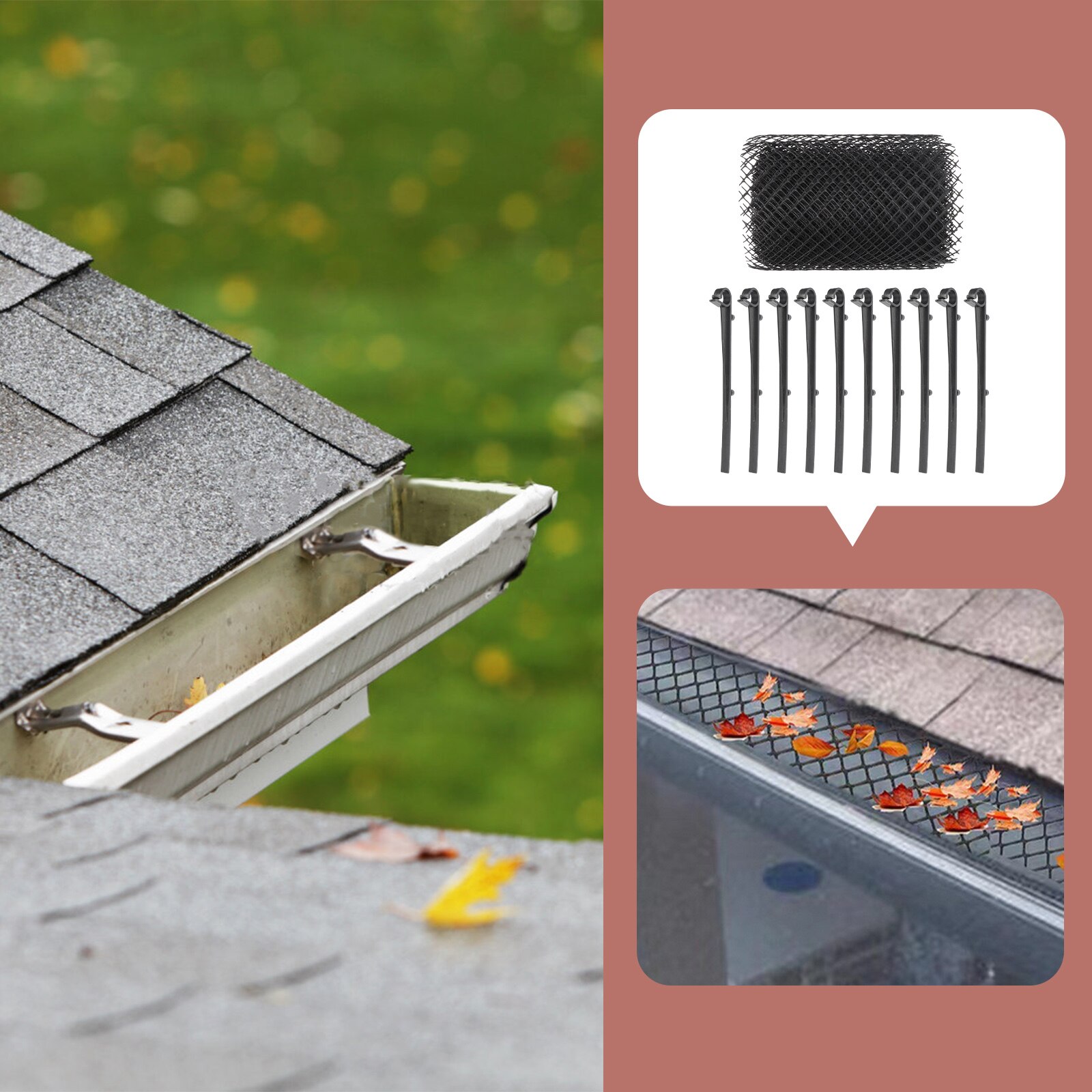 1 Set of Plastic Gutter Guard Practical Anti-falling Leaf Net Protective Mesh