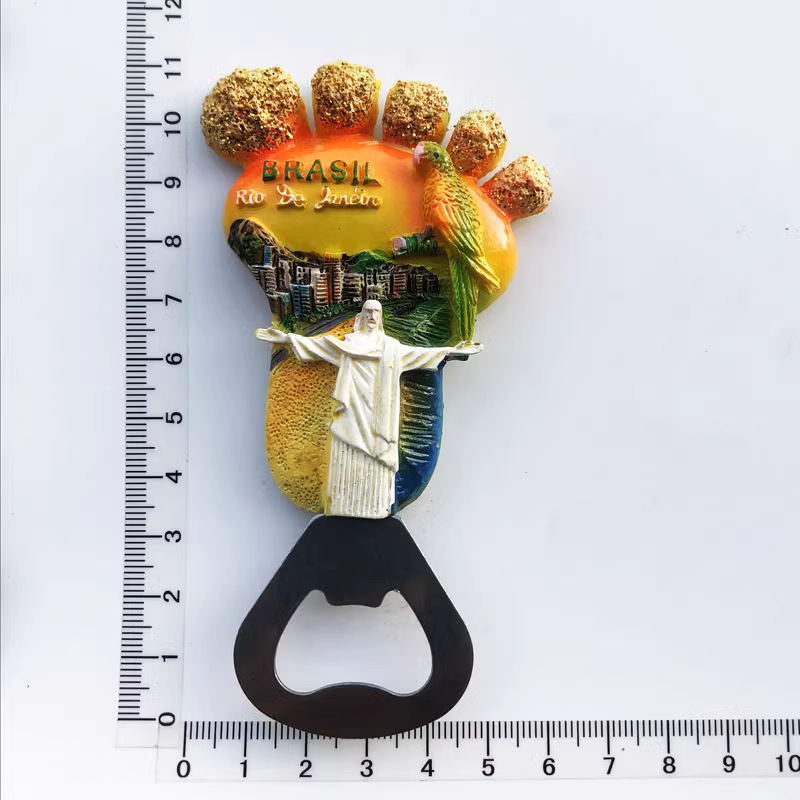Kreative Brasilien Reise Souvenirs Magnet Kühlschrank Aufkleber Harz Handwerk 3d gemalt magnetische Kühlschrank Aufkleber Küche Dekor: Weiß