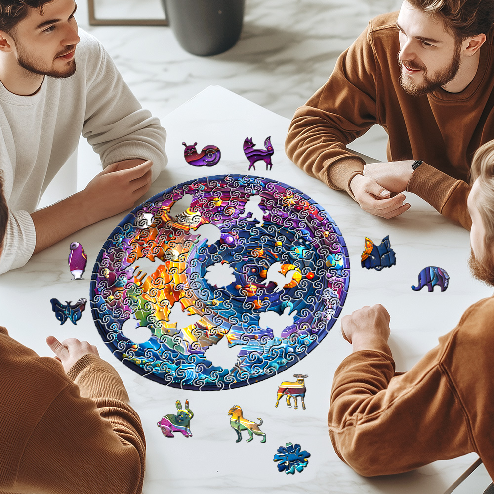 A Space Themed Wooden Puzzle Suitable For Adults - Challenging Irregular Shaped Intellectual Puzzle,