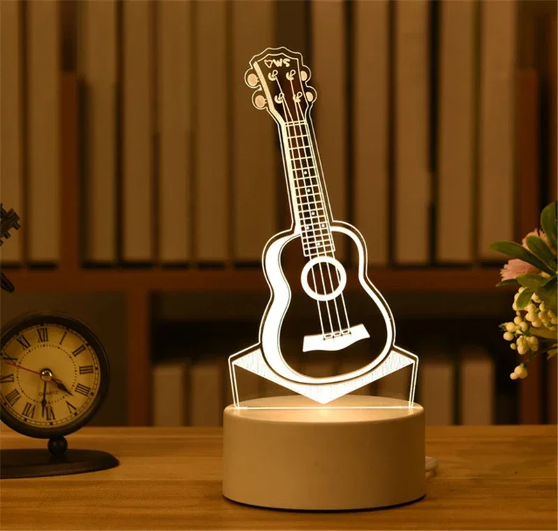 3D Illusion visuelle veilleuse visuelle créative LED lampe de bureau changement USB alimenté pour les enfants: GRIS