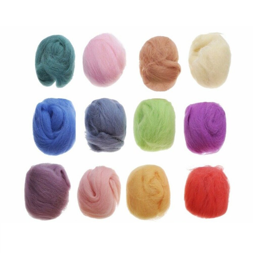 12 colors wool felt material package DIY Knitting Craft handmade DIY needle felt wet felt random different colors