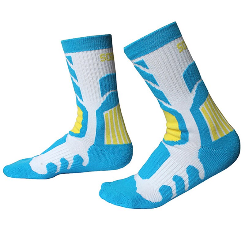 1 Pair Outdoor Children Sports Socks Anti-slip Anti-sweat Roller Skating Skiing Cycling Hosiery Footwear Accessories: Blue / 35-38