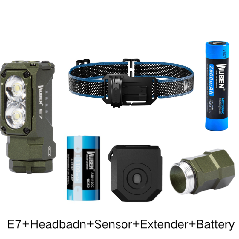 Wuben  e7 bedste genopladelige pandelampe 1800 lumen inklusive et 26650 batterier - grøn