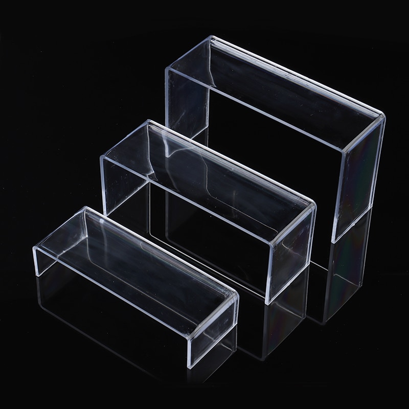 3 Tier Plastic Acrylic Shoes Display Holder Toy Display Stand Makeup Organizer Shelf Rack Wallet Bag Organizer