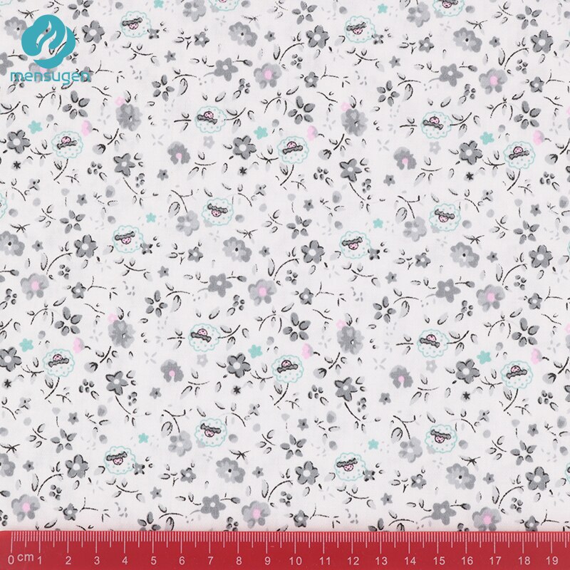 Telas blancas de algodón con flores grises para vestidos, costura de ropa de cama de cuna de bebé, tela de DIY para muñecas, Material de costura