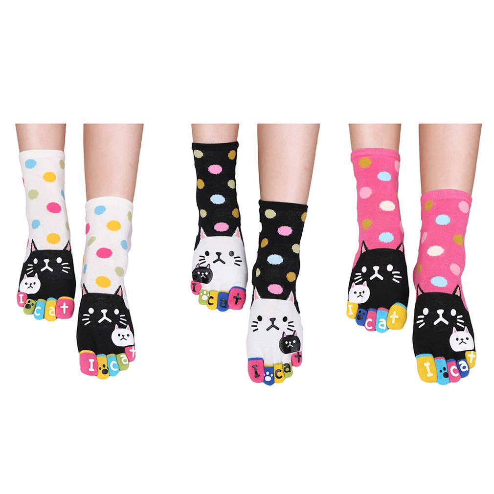 Nette Baby freundlicher Mädchen Jungen Nette Katze Weiche Fünf Finger Karikatur Ebene Socken Strumpfwaren Zehe Socken Knöchel Socken Damen