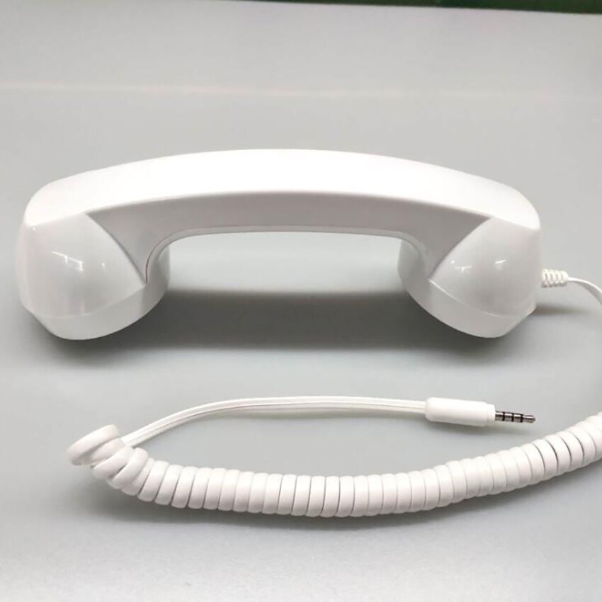 Vintage Retro Telefoon Handset Mobiele Telefoon Ontvanger Mic Microfoon Voor Mobiel Smartphone, 3.5 Mm Socket, 100 Cm Kabel: WHITE