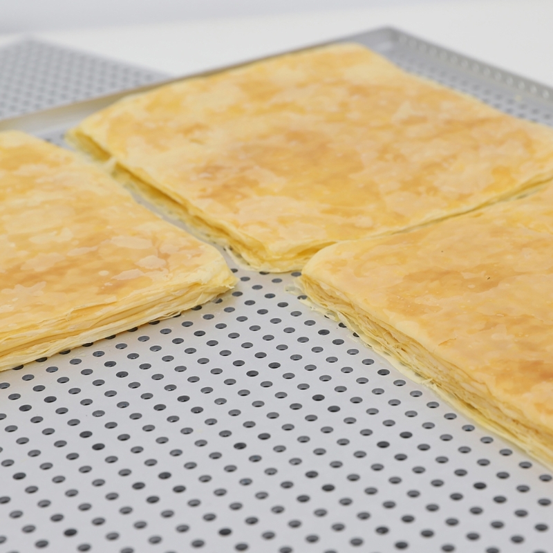 KX4B Set Of 2 Aluminum Oven Baking Sheet Puff Pastry Tray Nonstick Perforated Dish for Meat and Dessert Mille Feuille Pans