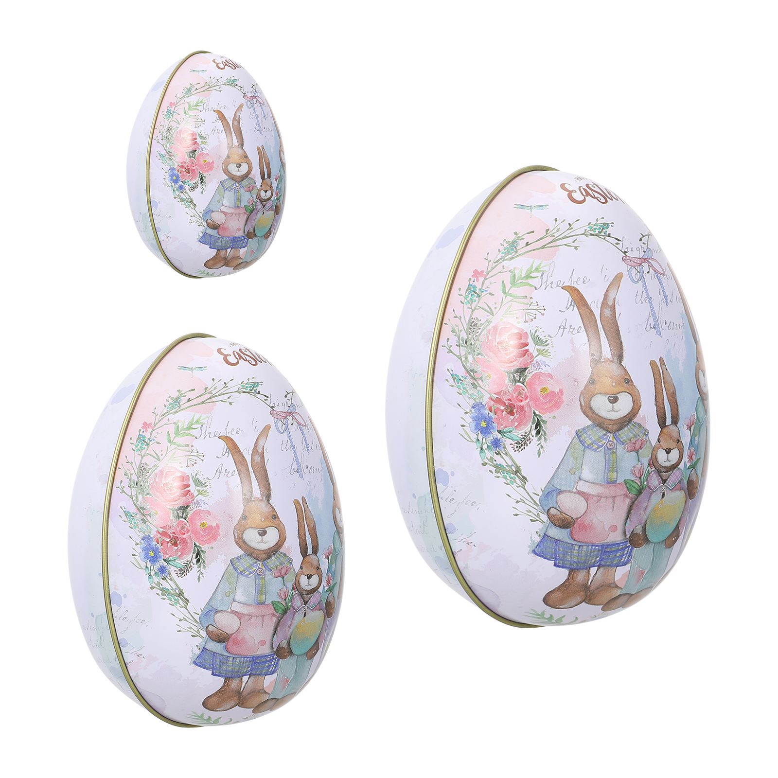 3pcs Easter Egg-shaped Candy Box Decorative Tinplate Box Package Box