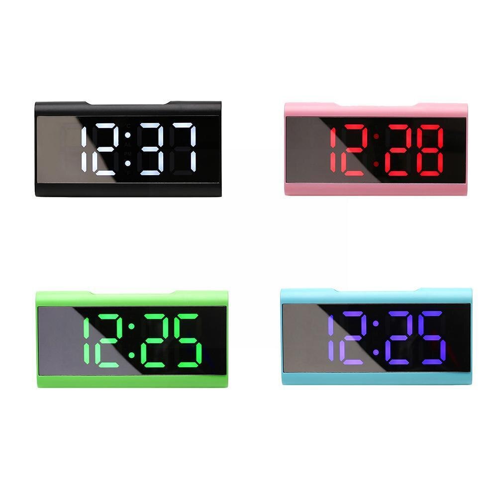 Led Mirror Screen Alarm Clock Digital Clock Voice Control Snooze Date Temperature Display For Home Decoration R4j9