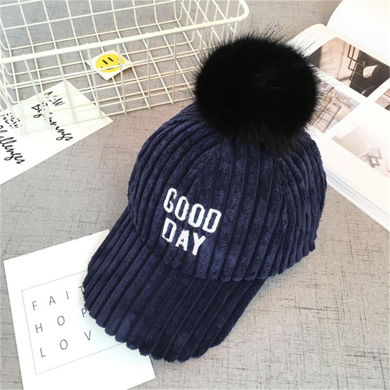 Brief Pompom baseball caps kinder Hysterese junge mädchen baby Koreanische Winter Warme hüte gorras Outdoor Schnee Ski Hut: Marineblau