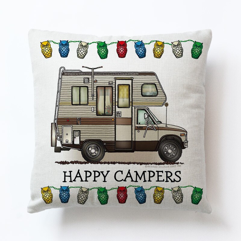Novel Cartoon Hond Auto Bus Kampeerders Kussenslopen Siësta Kussenhoes Decoratie Sofa Rugleuning 45X45Cm Baby Kids: D6