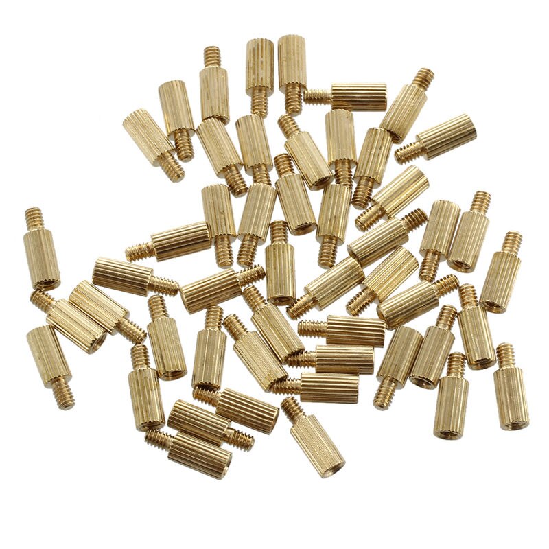 50 Uds rosca macho a hembra latón pilares espaciador de separación M2x6mmx9mm