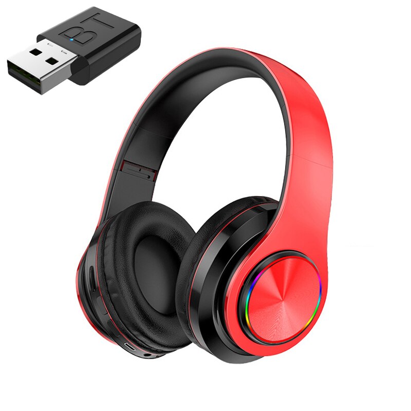 Merke &amp; 5 in 1 trådløse hodetelefoner se tv øretelefoner trådløse bluetooth headset for  mp3 pc stereo tv ipod: Rød