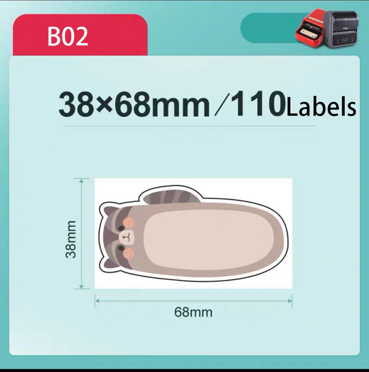 【Niimbot B21/B3S Label】Cartoon Cute Label tape Label Sticker used for B21/B3S Label Maker Label Printer: B02