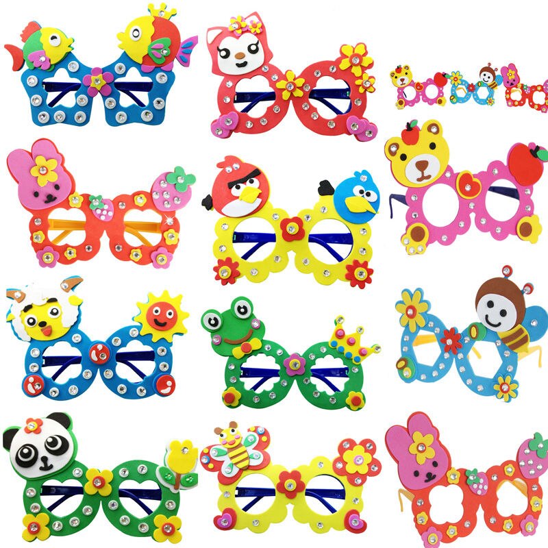 8pcs Children Carton Animals EVA Sticker Glasses DIY Craft Toy Kids Birthday Educational Craft Toy Kindergarten Supply