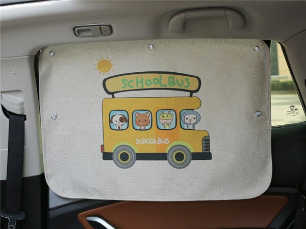 1pc 70*50cm Auto Cartoon Gordijn Cover Zon Blokkeren Auto Gordijn Side Blokkeren sucker Zonnescherm Gordijn voor kinderen: school bus