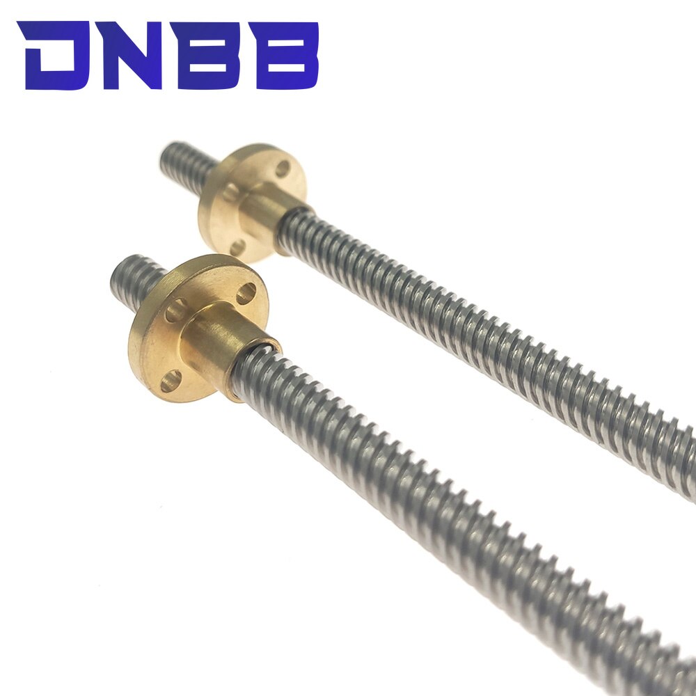 CNC 3D Printer T8 Lead Screw Pitch 2mm Lead 8mm 304 steel Length 150mm 200mm 250mm 300mm 350mm 400mm 450mm 500mm with Brass Nut