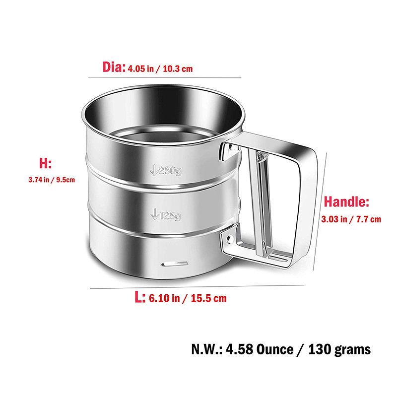 Handheld Stainless Steel Flour Sieve Powder Mesh Household Semi Automatic Hand Screened Sugar Mesh Sieve Baking Tools Kitchen
