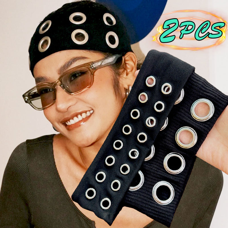 Punk Rock unisexe bandeau évider oeillet bande extensible Steampunk large élastique accessoire de cheveux pour sport gothique scène