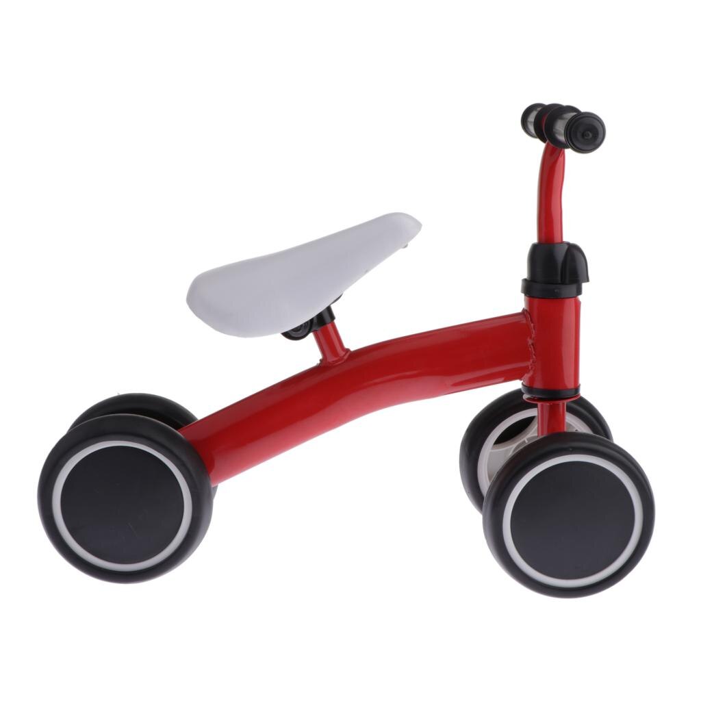 Skridsikker baby balance cykel børn toddler rullator dreng pige 4 hjul skub cykeltilbehør: Rød