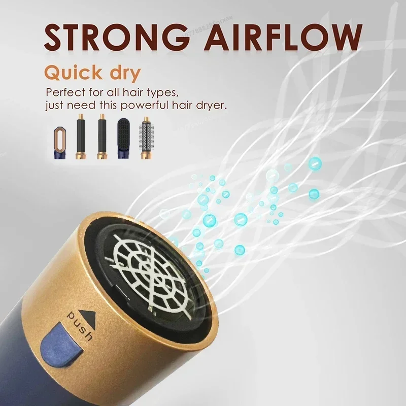 5-in-1 föhnborstel styler set, krultang en stijltang kam, ionische heteluchttool voor snelle haarstyling