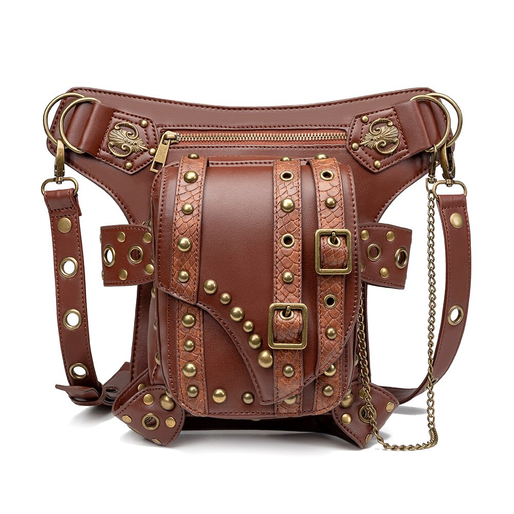 Punk rock motorsykkel kjede bag kvinnelig skulder messenger bag mannlig midje bag: Default Title