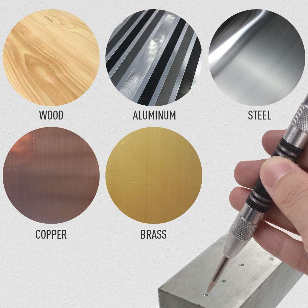 Punzón central automático, taladro de Metal para carpintería General, herramientas manuales de punzón automático con resorte ajustable para vidrio, Metal y madera