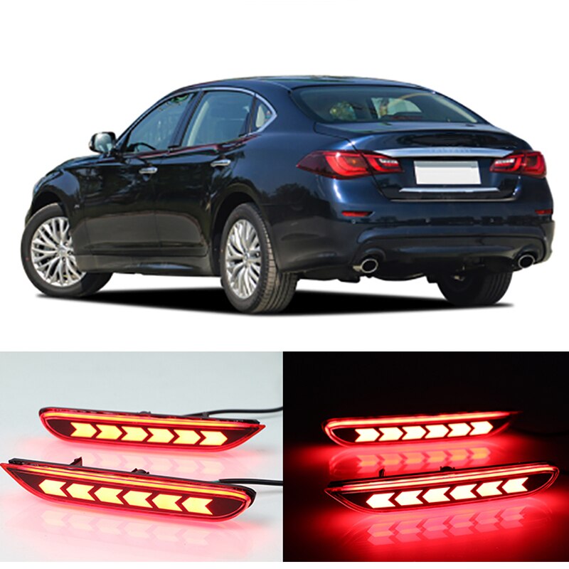 Rear bumper led fog light for Infiniti Q70 QX60 Q30 QX80 JX35 qx60 brake reversing turn signal lamp 2 function taillights