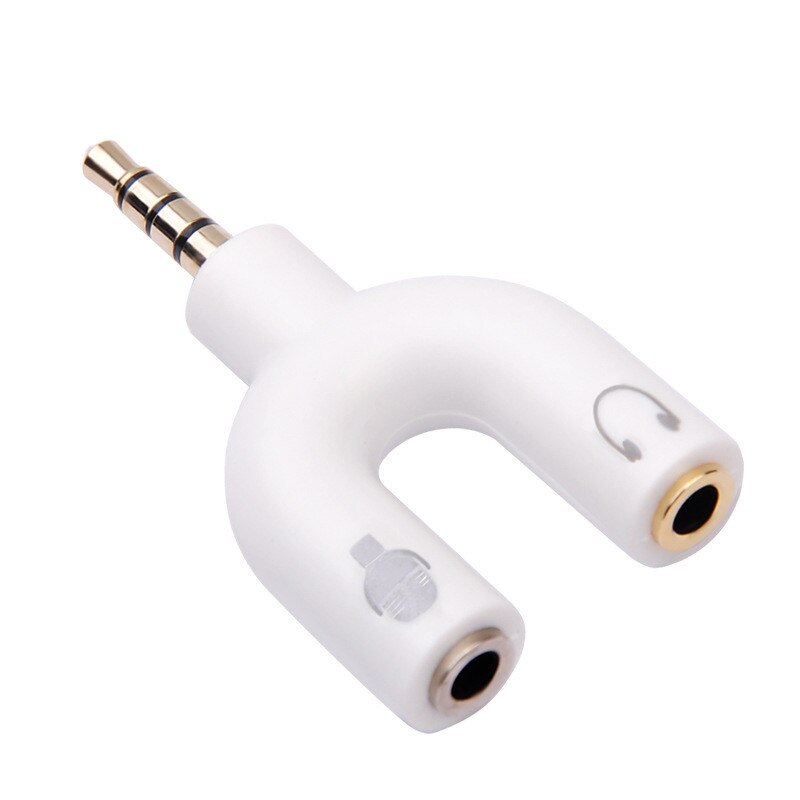 U Type 3.5Mm Audio Splitter 3.5 Man 2 Aux Vrouwelijke Oortelefoon Microfoon Converter Kabel Voor Notebook Laptop: WHITE