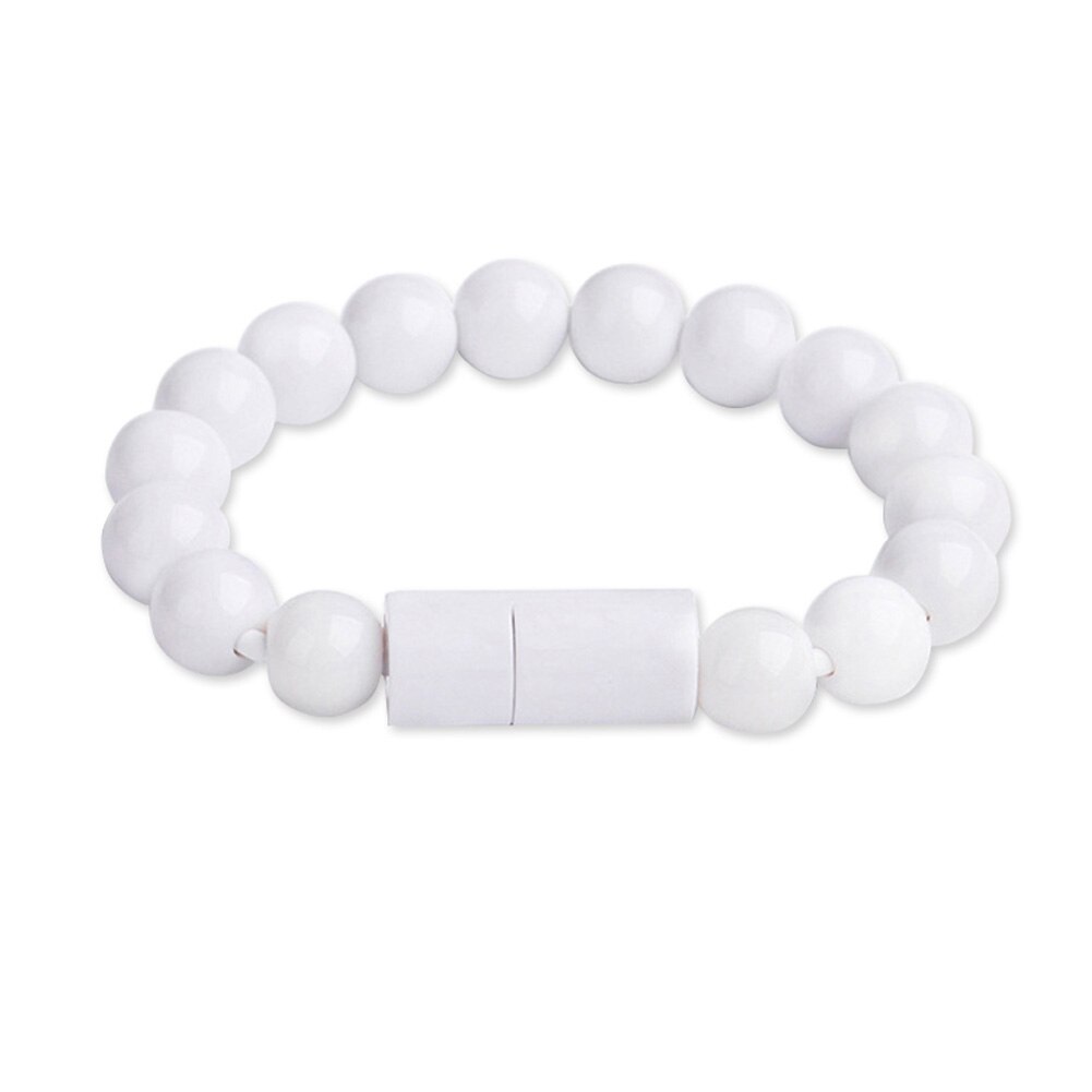 Beaded Charger Bracelet Portable for Android Type C Charging USB Connector Cable GK99: White A