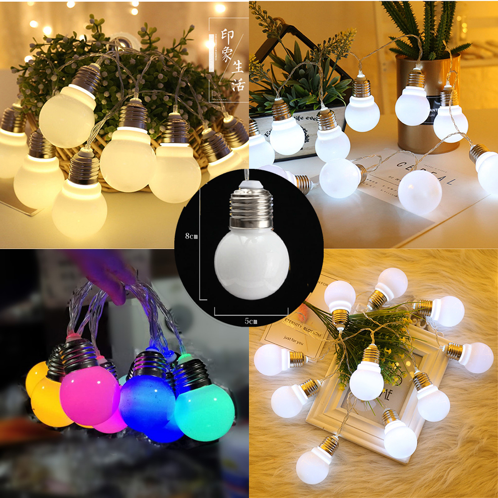 LED-Weihnachtsfee Große Glühbirne Kugelgirlande Feiertags-Lichterkette 3/6M Batteriebetriebene Dekoration für Garten / Hochzeit / Valentinstag / Weihnachten / Partydekor Neujahr 2024 Lichterkette
