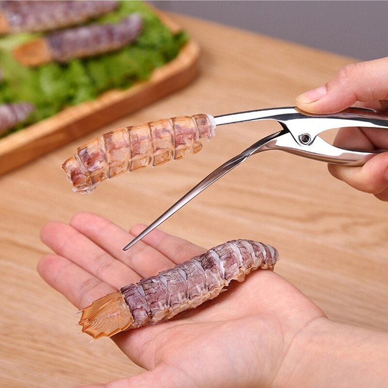 Éplucheur de crevettes en acier inoxydable, pince à éplucher les crevettes, les écrevisses de cuisine, éplucheur de fruits de mer, Gadget