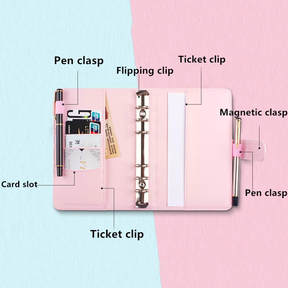 A5/6 Macaron Losbladige Hand Boek Ringband Notebook Pu Leuke Wekelijkse Maandelijkse Briefpapier Dagboek Notebook Multifunctionele pla X6t8