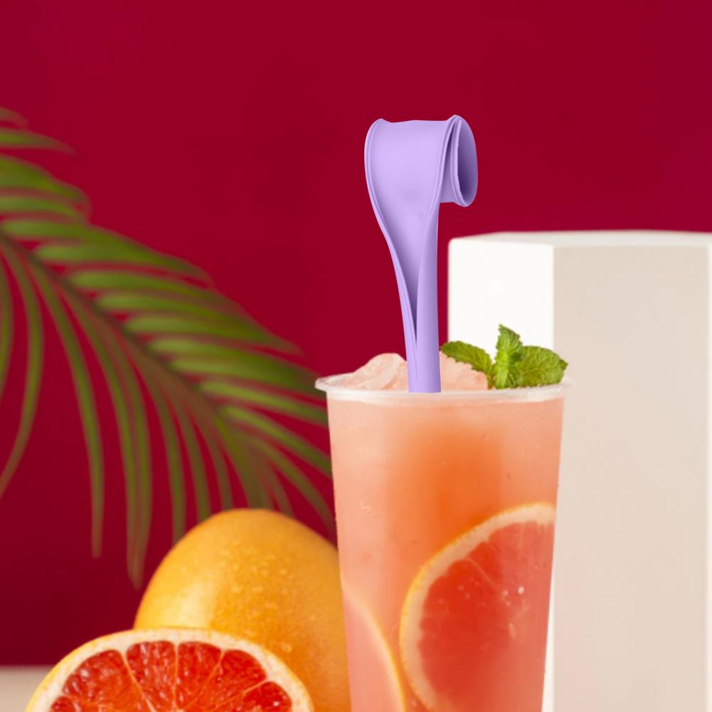 Useful Straw Flexible Solid Color Stirring Straw One Click Open Drinking Straw for Restaurant Home Straw