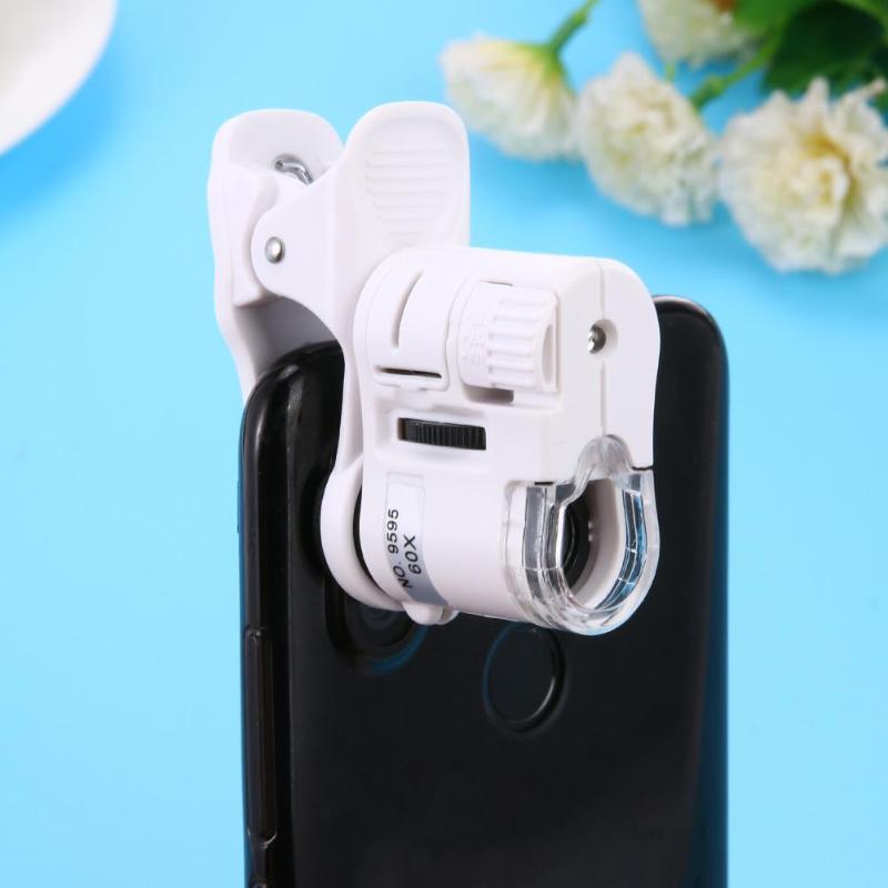 60X Mobile Phone Microscope Magnifier Macro Lens Optical Zoom With Micro Camera Clip Optical Instrument LED Instrument