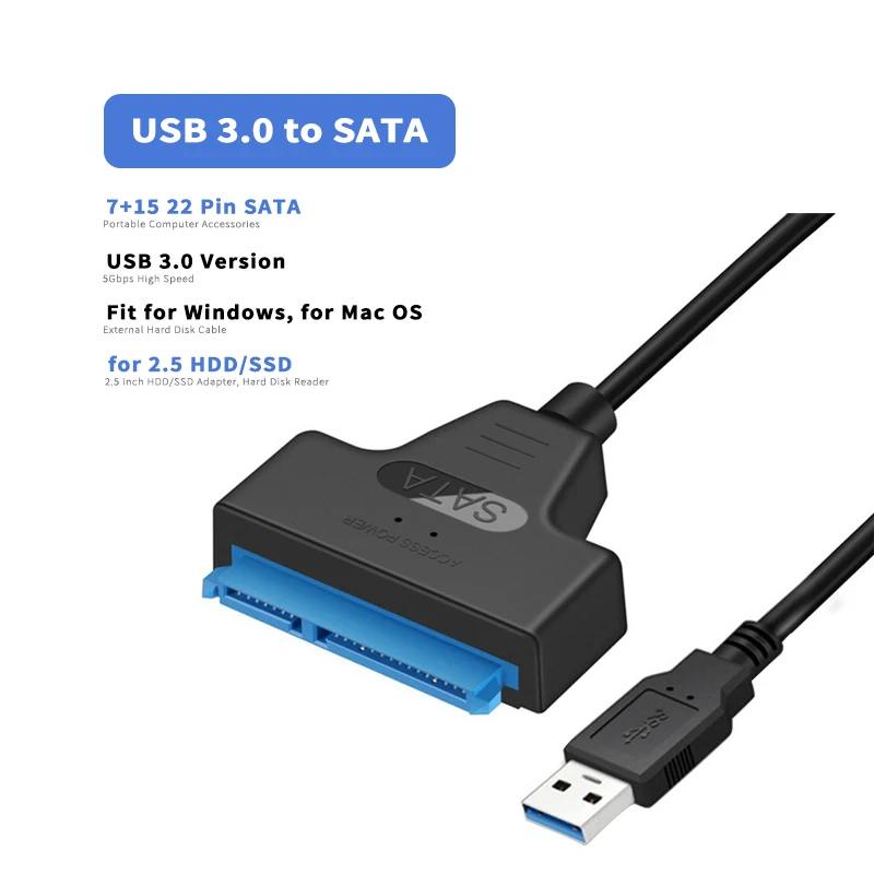 Sata til usb 3.0 / 2.0 /  type c adapterkabel op til  to 6 gbps til 2.5 tommer ekstern harddisk, ssd-harddisk, 22- bens adapter sata iii-kabel: Orange / 0.2m