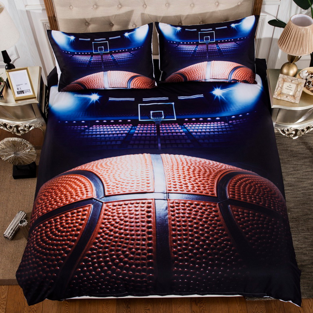 Sábana de fútbol juego de cama impreso Individual Doble hogar funda de almohada textil 3 unids/set fútbol baloncesto edredón juego de sábanas: 4