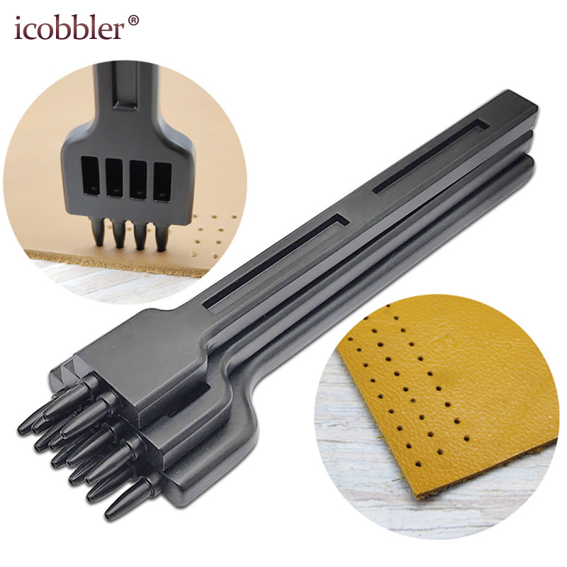 Pyöreä reikä rei'itys rivi piikki ompelu leikkuri työkalu tehdä käsin ompelu reikä nahka askartelu työkalut väli leikkaus , 4mm 2/4/6 reikää