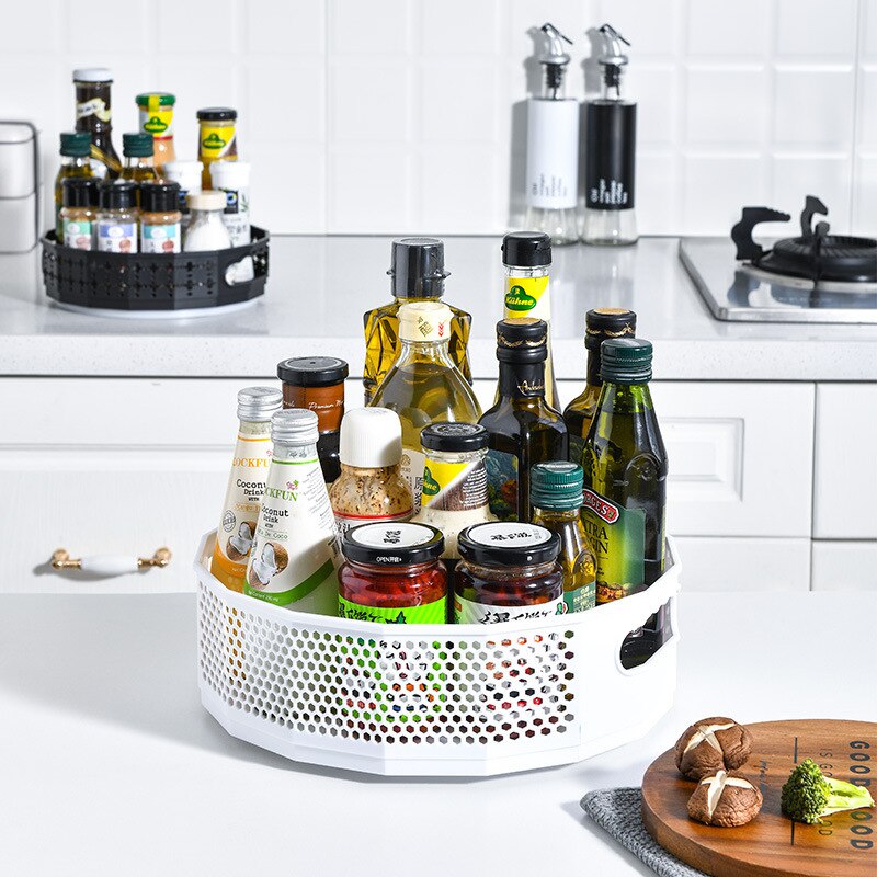 Estante de almacenamiento giratorio de 360 ° para condimentos de cocina, caja de almacenamiento de grandes almacenes, armario de cocina, suministros de baño
