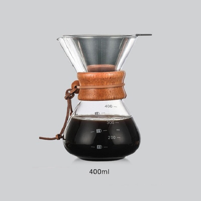 Glass Cup Coffee Maker Sharing Pot Filter Stainless Steel 400mL: POT-Fitter