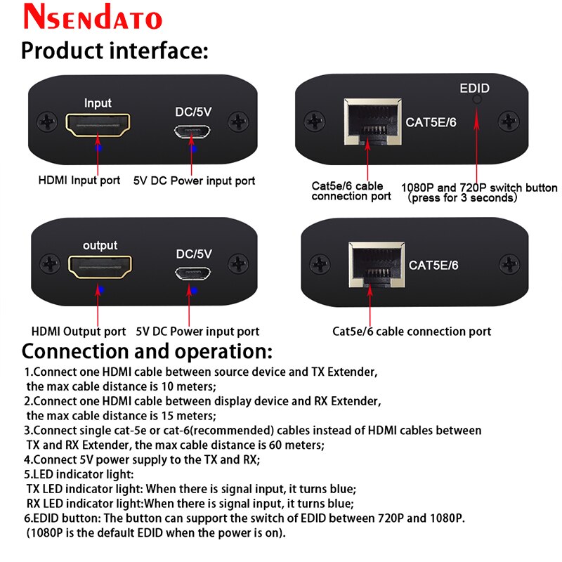 1080P 60Hz HDMI Extender Sender Transmitter Receiver Over Cat5e/Cat6 RJ45 HDMI Extender 60m HDMI Extender Switch For PC DVD PS4