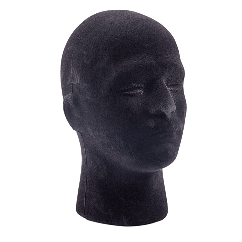 Mannlig styrofoam skum mannequin dukkehode modell parykker briller lokk vise stativ svart