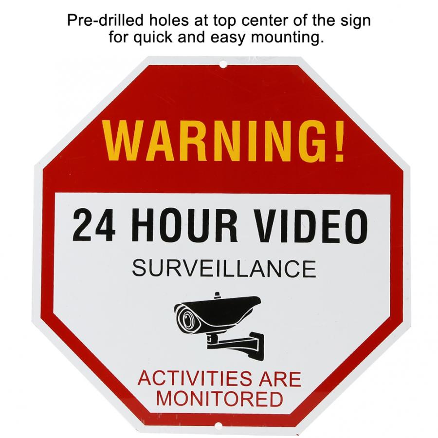 Reflecterende tape 30*30 cm 24 Uur Video Surveillance Beveiliging Voorkomen Indringers Aluminium Waarschuwing Teken