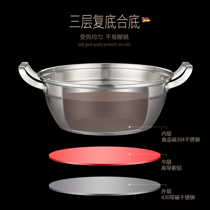 Steamer Pot Stainless Steel 304 Thickening Pot Soup Multi-Layer Steam Pot with Cover General Use for Gas Induction Cooker