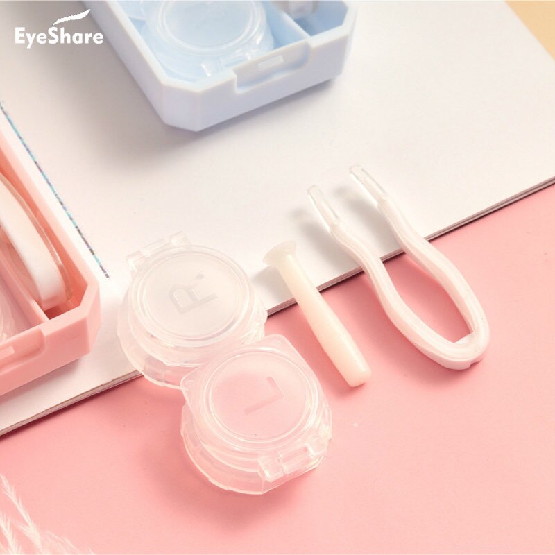 Eenvoudige Lens Case Met Stok Spiegel Set Contact Lens Partner Container Opslag Houder